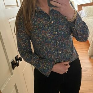 J. Crew Blue Liberty Meadow Top Size 6